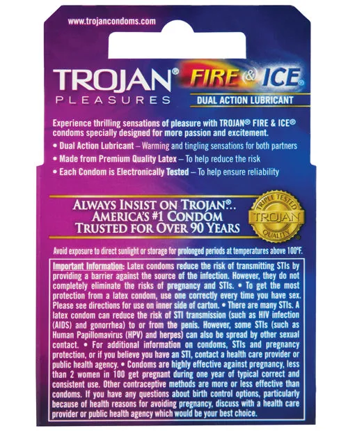 Anal Trojan Fire Ice Condoms Box Of 3 Paradise Marketing