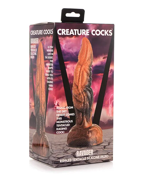 Creature Cocks Dildos Creature Cocks Ravager Rippled Tentacle Silicone Dildo OrangeBlack