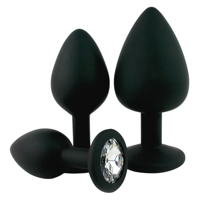 Dark Amour Anal Black Silicone Jeweled Anal Plug Available In 3 Sizes