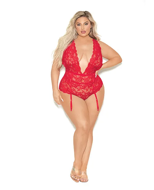 Escante Anal Euphoria Deep V Lace Teddiette Wopen Crotch Butt Red Qn