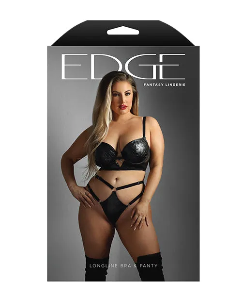 Fantasy Lingerie Anal Edge Quilted Wetlook and Mesh Longline Underwire Bra w GString Black QN Fantasy Lingerie Anal Edge Quilted Wetlook and Mesh Longline Underwire Bra w GString Black QN