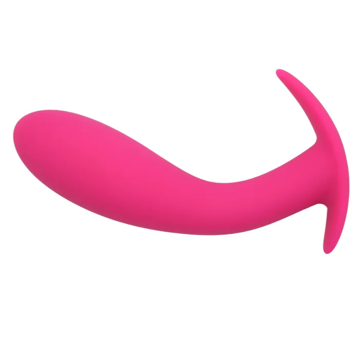 Male Sex Toys Pink BOB Curved Silicone Butt Plug With Flared Base