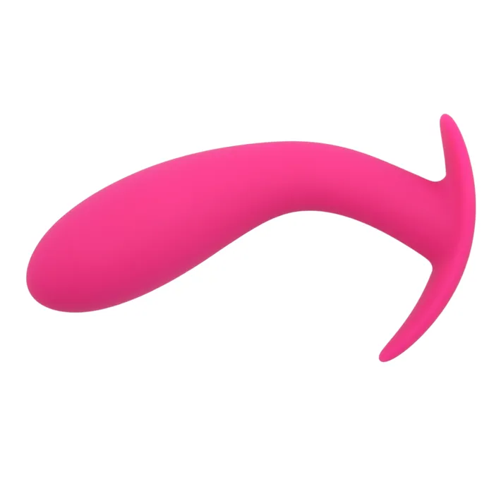 Male Sex Toys Pink BOB Curved Silicone Butt Plug With Flared Base
