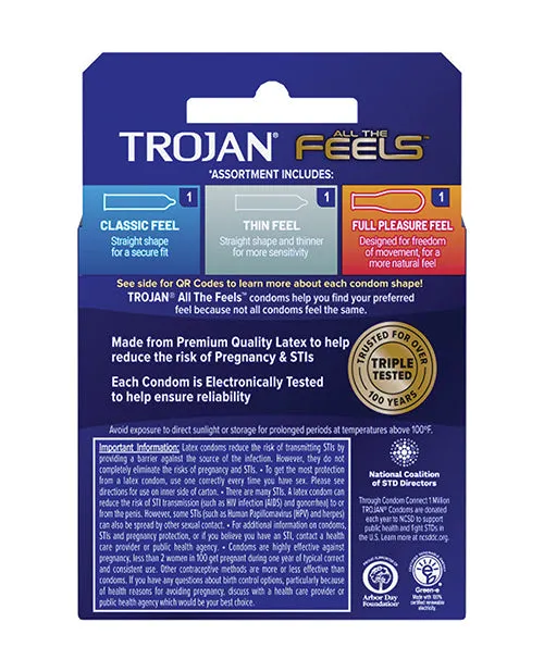 Paradise Marketing Trojan All The Feels Condom Pack Of 3 Male Sex Toys