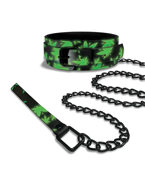 Stoner Vibes Glow in the Dark Collar Leash Global Novelties Female Sex Toys Stoner Vibes Glow in the Dark Collar Leash Global Novelties Female Sex Toys