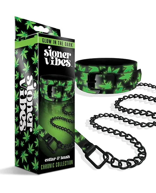 Stoner Vibes Glow in the Dark Collar Leash Global Novelties Female Sex Toys