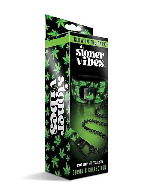 Stoner Vibes Glow in the Dark Collar Leash Global Novelties Female Sex Toys