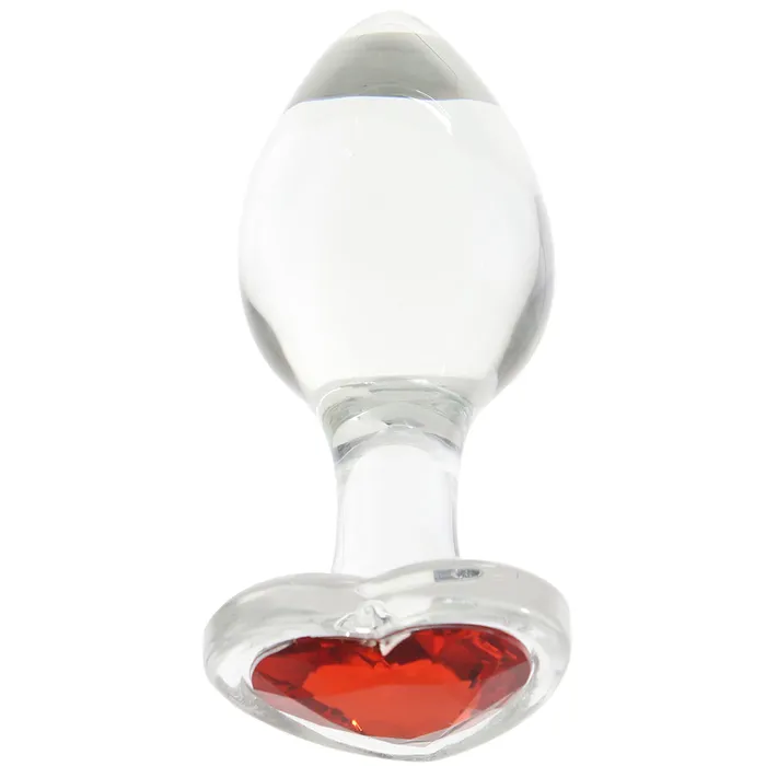 Adam Eve Red Heart Gem Glass Plug in Large Evolved Novelties Anal