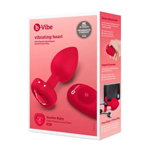 Anal B Vibe BVibe Vibrating HeartShaped Jewel Plug ML Red 6 Vibration Levels Rechargeable Anal B Vibe BVibe Vibrating HeartShaped Jewel Plug ML Red 6 Vibration Levels Rechargeable