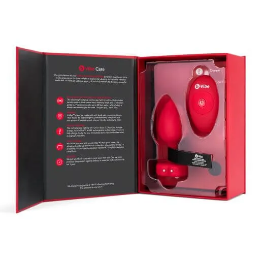 Anal B Vibe BVibe Vibrating HeartShaped Jewel Plug ML Red 6 Vibration Levels Rechargeable