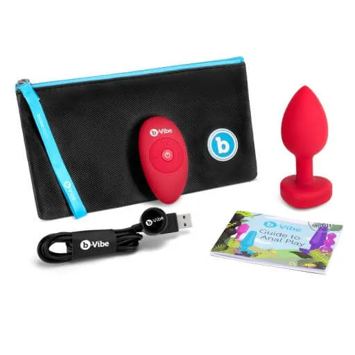 Anal B Vibe BVibe Vibrating HeartShaped Jewel Plug ML Red 6 Vibration Levels Rechargeable