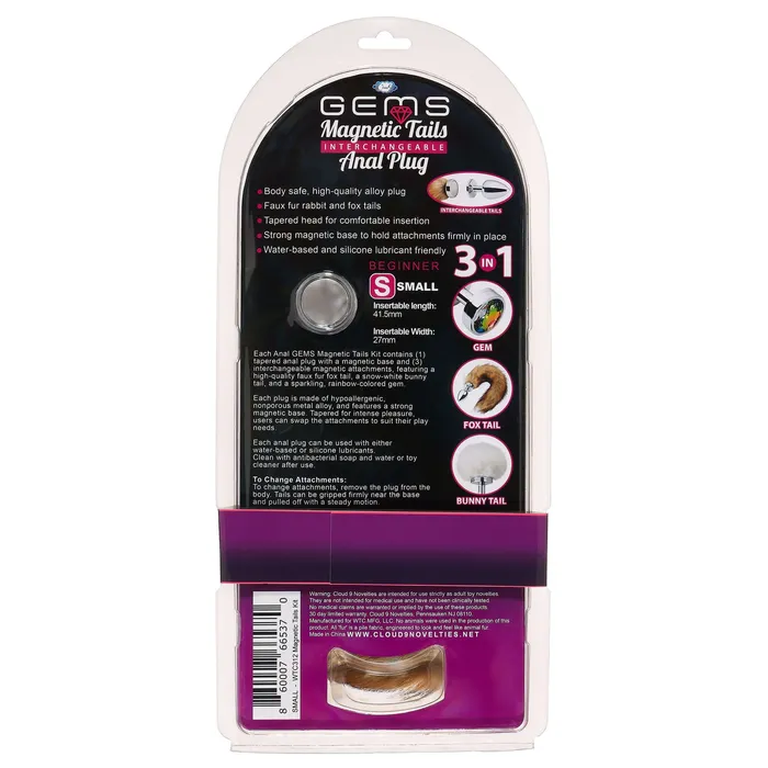 Anal Cloud 9 Novelties Cloud 9 Magnetic Tails Kit Small Anal Gems Line