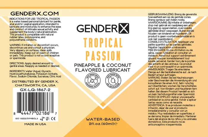 Anal Evolved Novelties Gender X Tropical Passion Lube Flavored 2 Oz