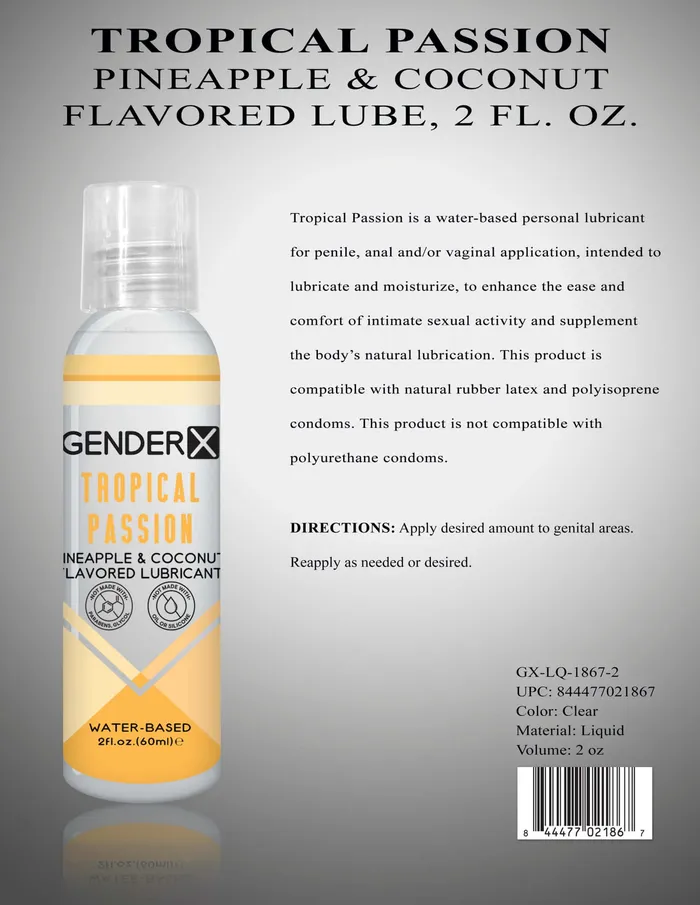 Anal Evolved Novelties Gender X Tropical Passion Lube Flavored 2 Oz