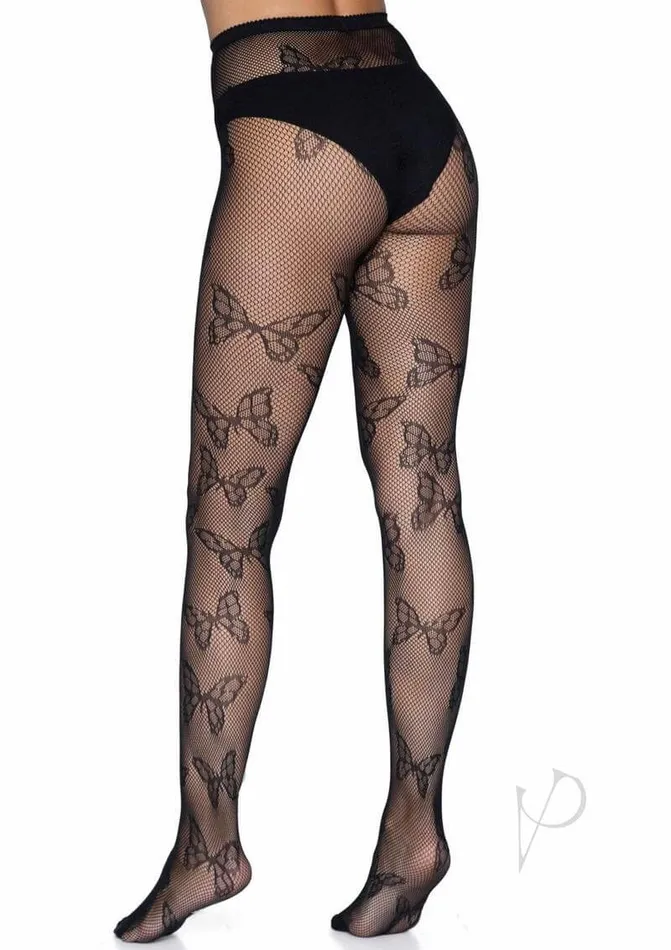 Anal Leg Avenue Butterfly Fishnet Tights Black Woven Monarch Butterfly Detail Leg Avenue Inc