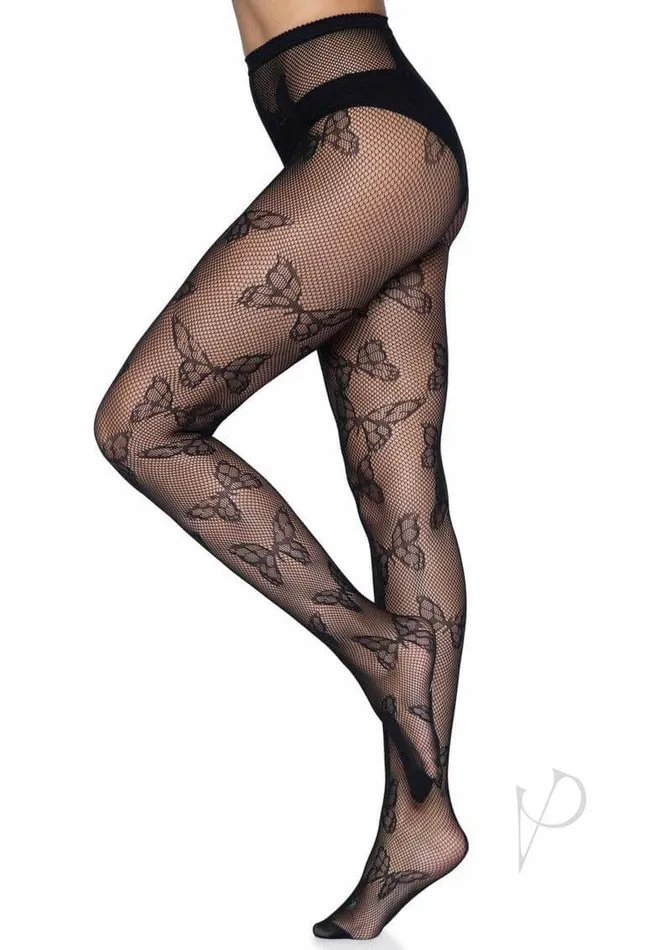 Anal Leg Avenue Butterfly Fishnet Tights Black Woven Monarch Butterfly Detail Leg Avenue Inc
