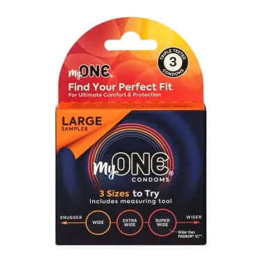 Anal My One Large Sampler Latex Condoms 3 Count Perfect Fit for Ultimate Comfort Paradise Products Anal My One Large Sampler Latex Condoms 3 Count Perfect Fit for Ultimate Comfort Paradise Products