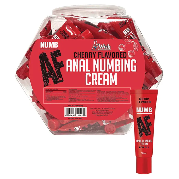 Anal Numb AF Anal Numbing CreamCherry 10ml Fishbowl of 65pcs LITTLE GENIE Anal Numb AF Anal Numbing CreamCherry 10ml Fishbowl of 65pcs LITTLE GENIE