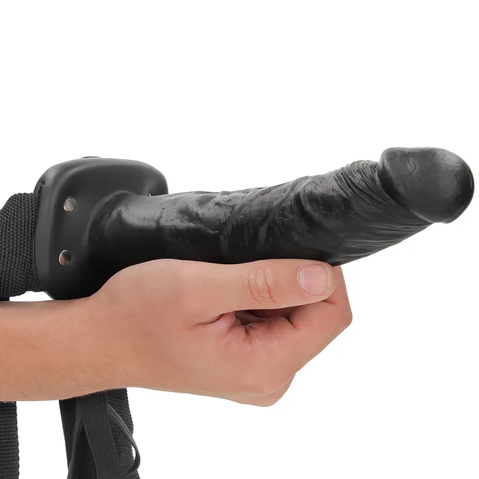 Anal Real Rock Hollow 8 Inch StrapOn in Black Shots Toys Anal Real Rock Hollow 8 Inch StrapOn in Black Shots Toys