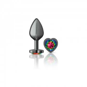 Anal Viben Cheeky Charms Heart Rainbow Medium Gunmetal Butt Plug