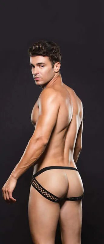 Anal XGen Products Envy Modern Fishnet Open Back Briefs Black SM