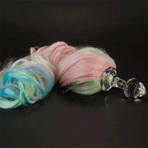 As You Like It OR Male Sex Toys Glass Plug with Removable Pony Tails