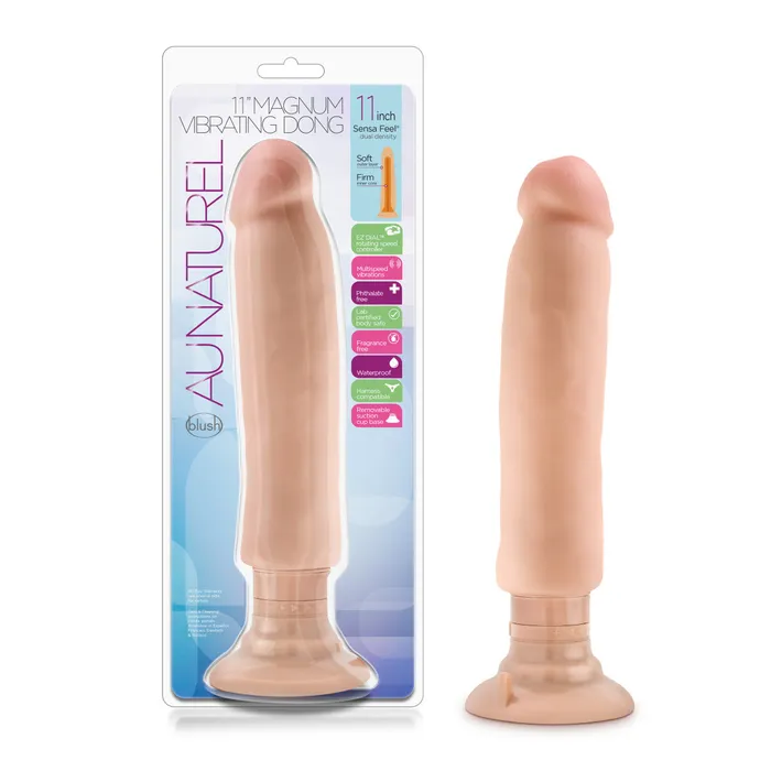 Au Naturel By Blush Realistic Beige 11Inch Long Vibrating Dildo With Suction Cup Base Blush Dildos Au Naturel By Blush Realistic Beige 11Inch Long Vibrating Dildo With Suction Cup Base Blush Dildos