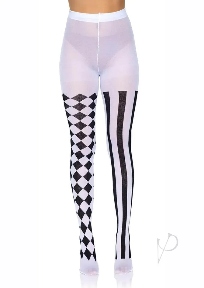 Aura Harlequin Womens Tights BlackWhite Quirky Checkered Striped Pattern Leg Avenue Inc Anal