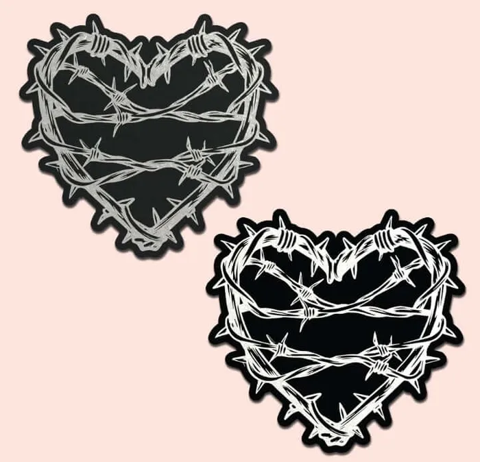Barbed Wire Heart Pasties Reflective Nipple Covers by Pastease Pastease Female Sex Toys