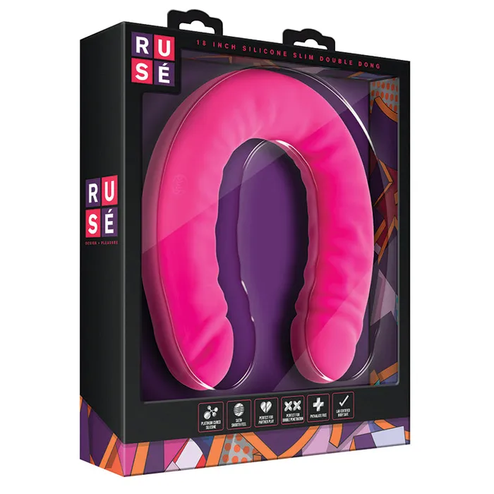 BLUSH Dildos Ruse Silicone Slim Double DongHot Pink 18