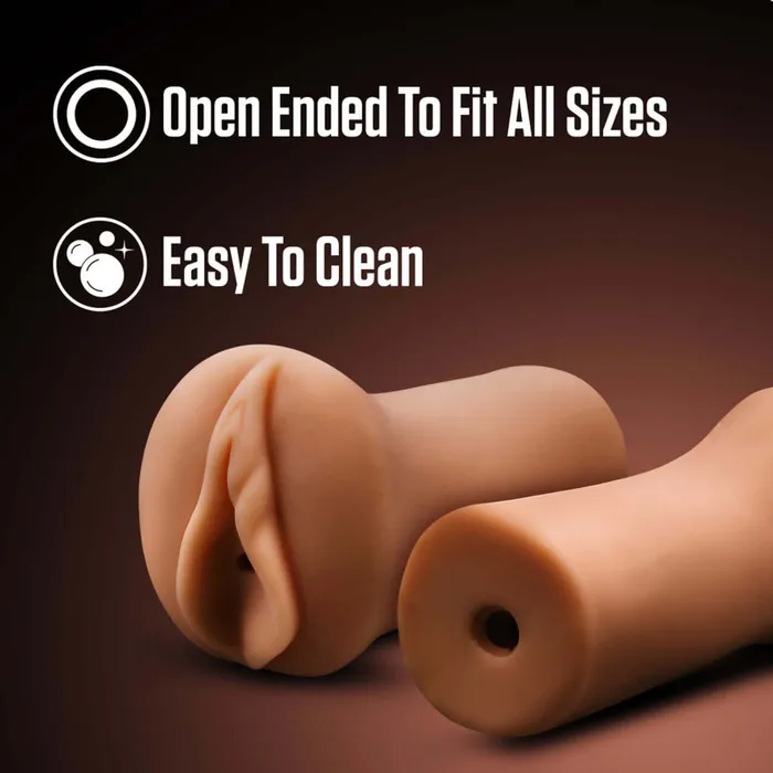 Blush Novelties Enlust Molly Tan Brown Pussy Stroker X5 Plus Material Open Ended Design Male Sex Toys