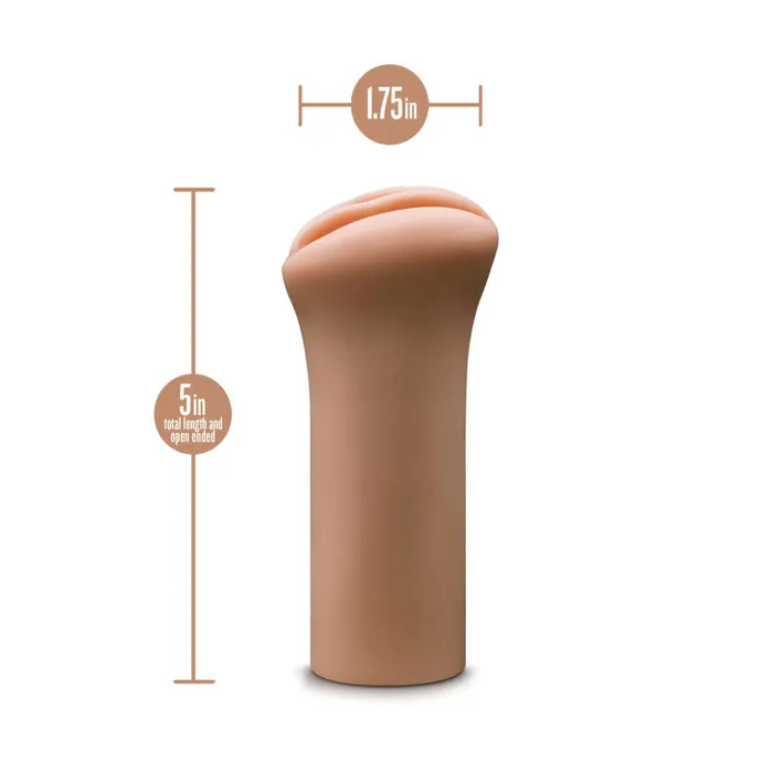 Blush Novelties Enlust Molly Tan Brown Pussy Stroker X5 Plus Material Open Ended Design Male Sex Toys