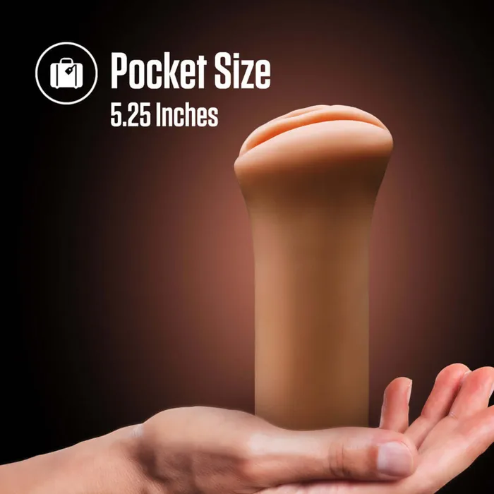 Blush Novelties Enlust Molly Tan Brown Pussy Stroker X5 Plus Material Open Ended Design Male Sex Toys