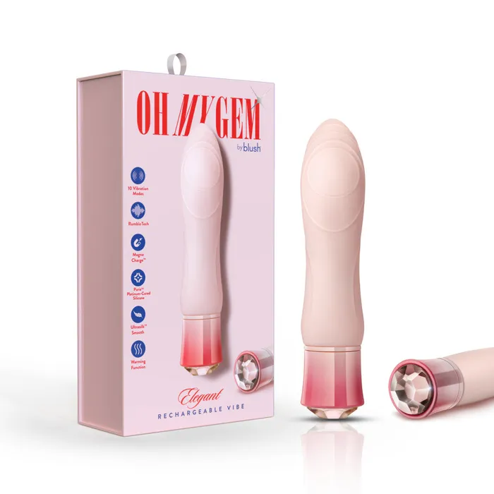 Blush Vibrators Oh My Gem By Blush Elegant 55 Inch Warming G Spot Stimulation Vibrator in Morganite with Powerful RumboTech Technology Blush Vibrators Oh My Gem By Blush Elegant 55 Inch Warming G Spot Stimulation Vibrator in Morganite with Powerful RumboTech Technology