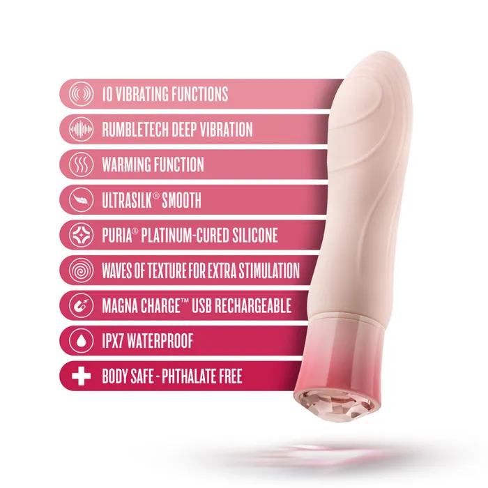 Blush Vibrators Oh My Gem By Blush Elegant 55 Inch Warming G Spot Stimulation Vibrator in Morganite with Powerful RumboTech Technology