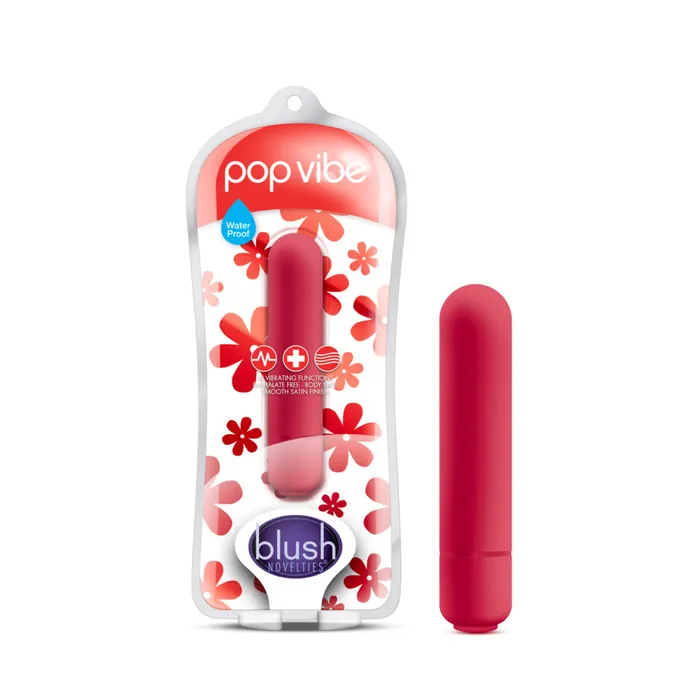 Blush Vibrators Vive Pop By Blush Vibe Cherry Red 325Inch Vibrating Bullet