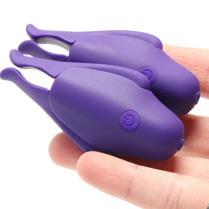 CalExotics Female Sex Toys Nipplettes Rechargeable Vibrating Clamps in Purple CalExotics Female Sex Toys Nipplettes Rechargeable Vibrating Clamps in Purple