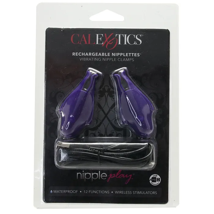 CalExotics Female Sex Toys Nipplettes Rechargeable Vibrating Clamps in Purple CalExotics Female Sex Toys Nipplettes Rechargeable Vibrating Clamps in Purple