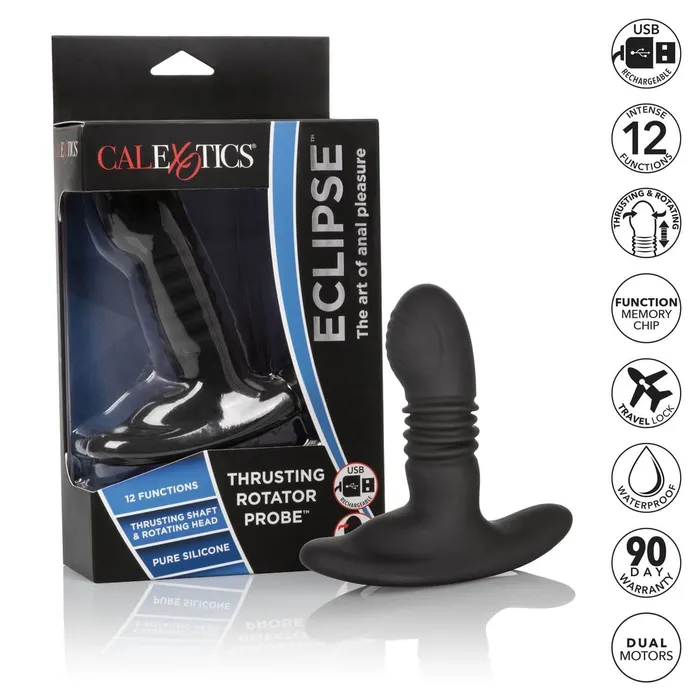 California Exotic Novelties Anal Cal Exotics Eclipse Thrusting Rotator Probe Black USB Rechargeable Waterproof PhthalateFree California Exotic Novelties Anal Cal Exotics Eclipse Thrusting Rotator Probe Black USB Rechargeable Waterproof PhthalateFree