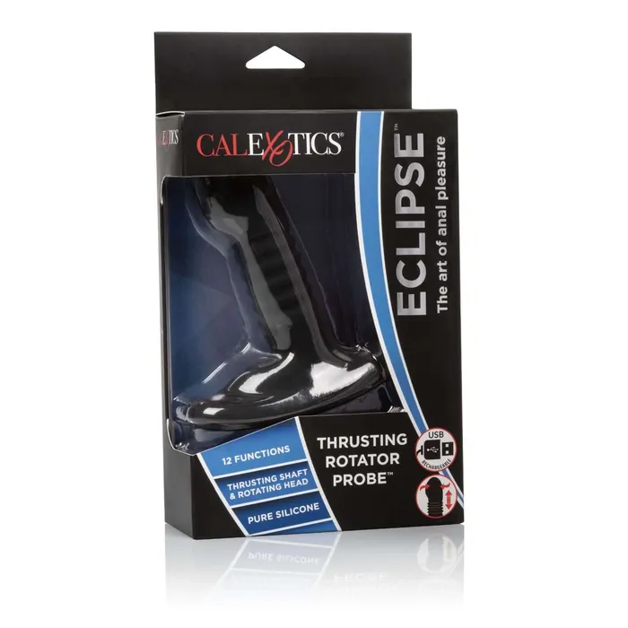 California Exotic Novelties Anal Cal Exotics Eclipse Thrusting Rotator Probe Black USB Rechargeable Waterproof PhthalateFree