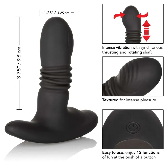 California Exotic Novelties Anal Cal Exotics Eclipse Thrusting Rotator Probe Black USB Rechargeable Waterproof PhthalateFree