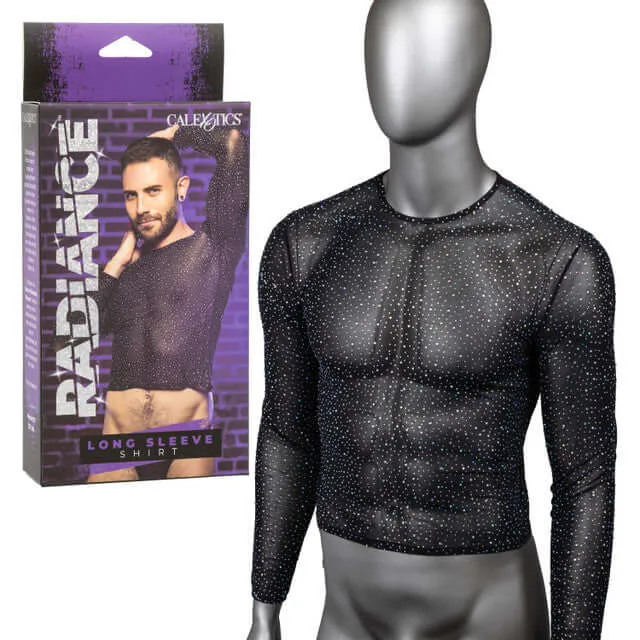 California Exotic Novelties Male Sex Toys Radiance Long Sleeve Shirt Dazzling Mesh Design with Rhinestone Accents California Exotic Novelties Male Sex Toys Radiance Long Sleeve Shirt Dazzling Mesh Design with Rhinestone Accents