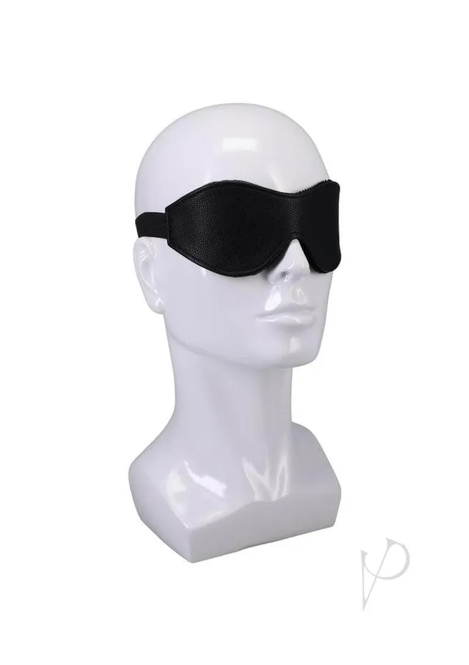 Comfortable Vegan Leather Blindfold with Soft Velvet Lining in Black Doc Johnson Enterprises Restraints