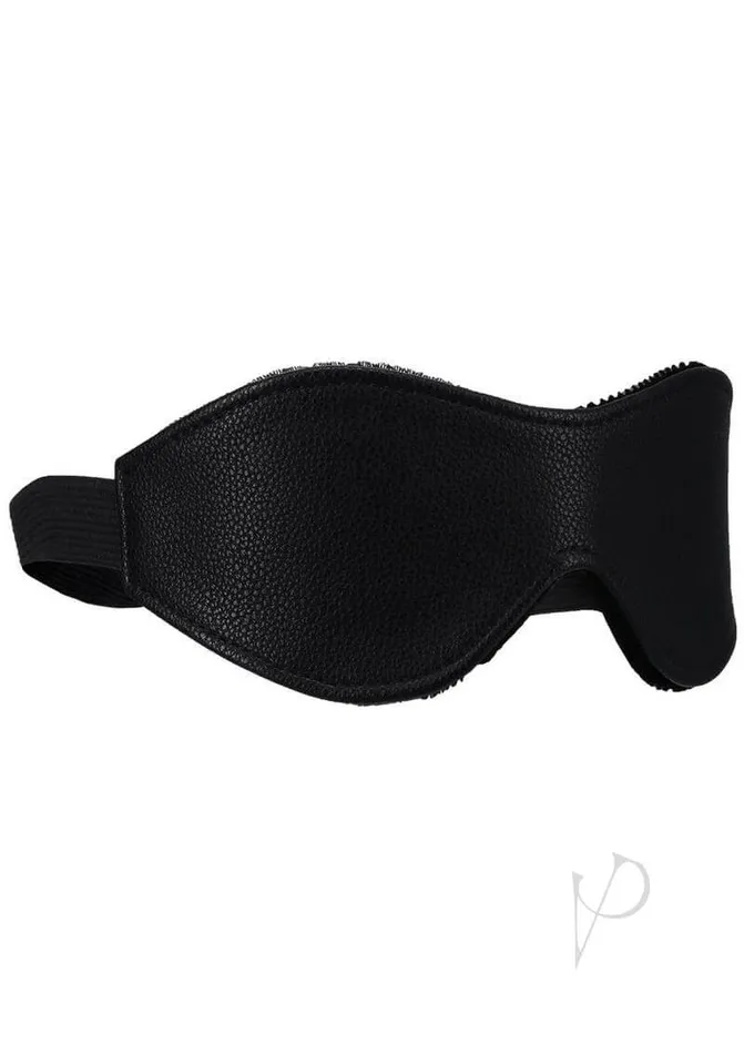 Comfortable Vegan Leather Blindfold with Soft Velvet Lining in Black Doc Johnson Enterprises Restraints