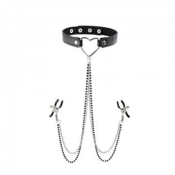 Couples Sport Sheets Sex and Mischief Toys Amor Collar with Nipple Jewelry