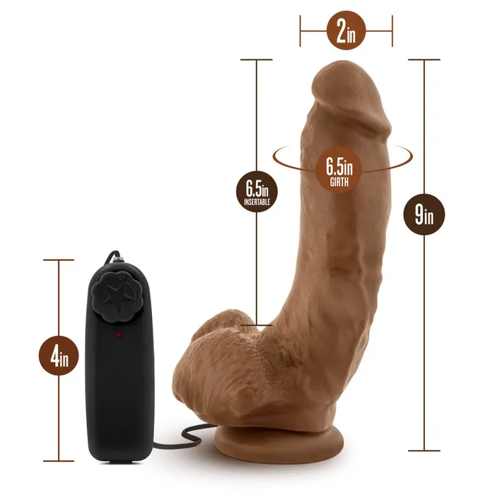 Coverboy By Blush The Boxer Realistic Mocha 9Inch Long Remote Control Vibrating Dildo With Suction Cup Base Blush Female Sex Toys