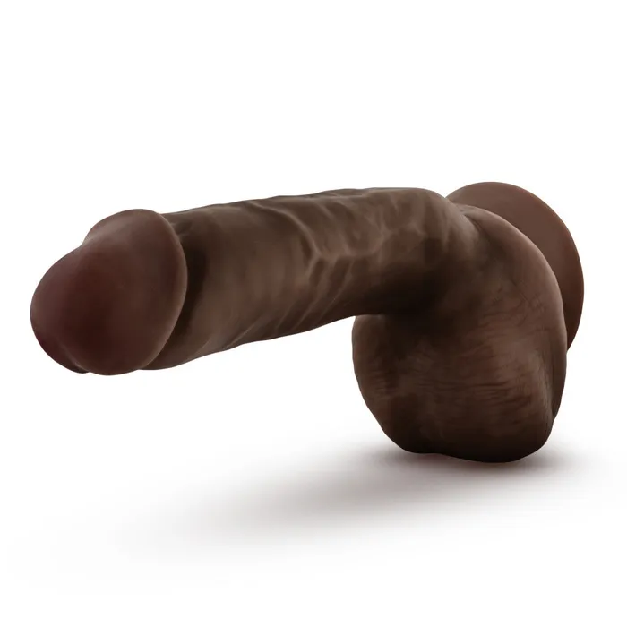 Dildos Blush Dr Skin Glide By Blush Realistic Chocolate 85Inch Long SelfLubricating Dildo With Balls Suction Cup Base