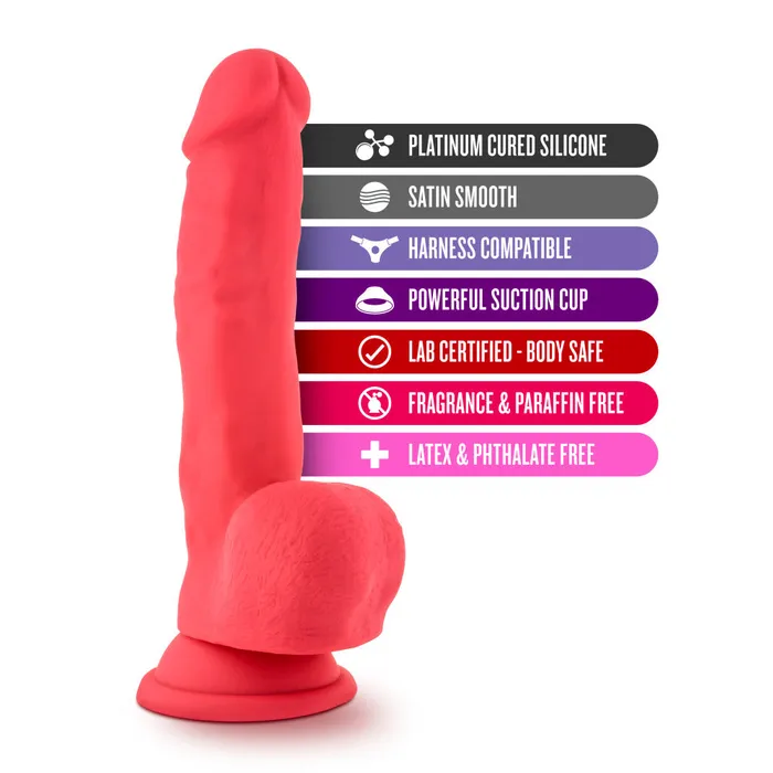 Dildos Blush Ruse By Blush Shimmy Realistic GSpot Cerise 875Inch Long Dildo With Balls Suction Cup Base