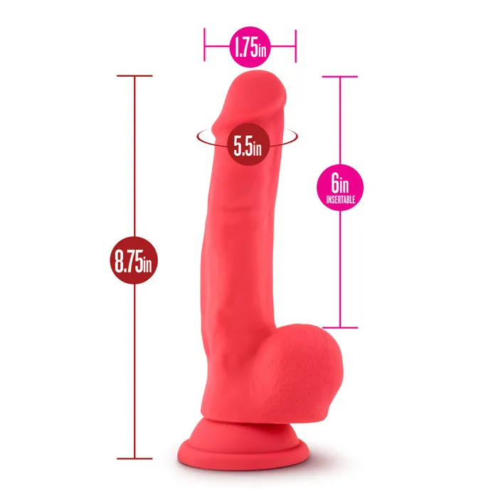 Dildos Blush Ruse By Blush Shimmy Realistic GSpot Cerise 875Inch Long Dildo With Balls Suction Cup Base