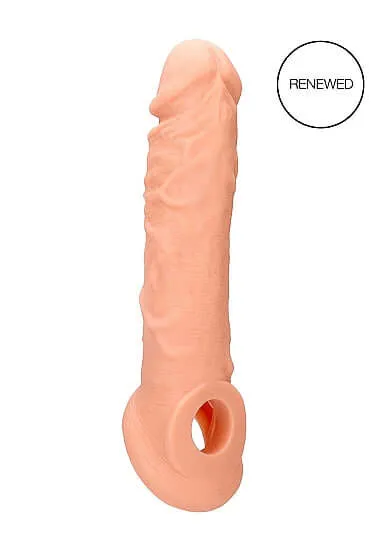 Dildos SHOTS AMERICA Realrock 8 Inch Penis Sleeve Flesh Light Skin Tone Realistic and BodySafe